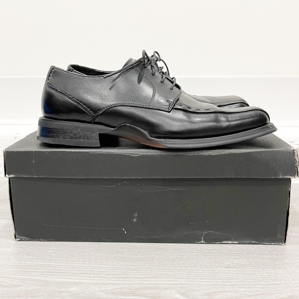 Alfani Mirage Square Toe Dress Shoes Black Leather
